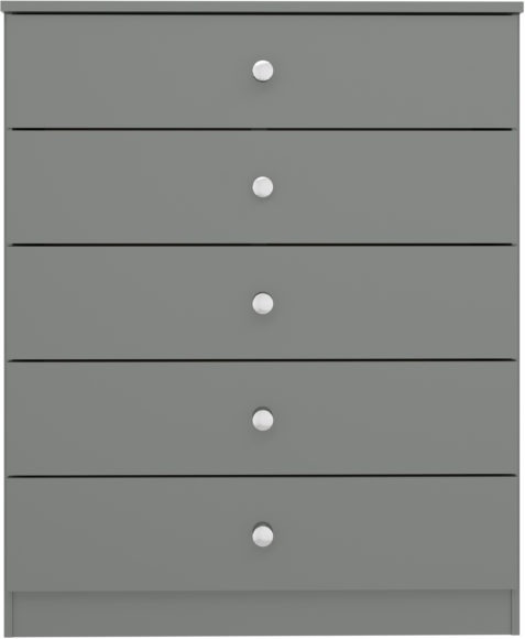 Seconique Denver 5 Drawer Chest Grey Gloss