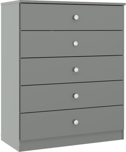 seconique Denver 5 Drawer Chest Grey Gloss