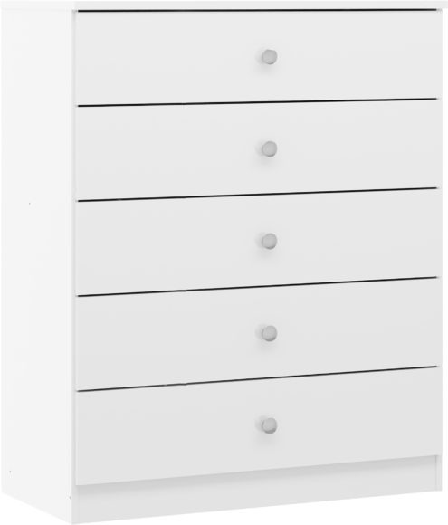 seconique Denver 5 Drawer Chest White Gloss