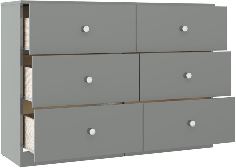 Seconique Denver 6 Drawer Chest Grey Gloss