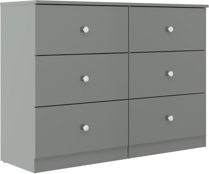 seconique Denver 6 Drawer Chest Grey Gloss