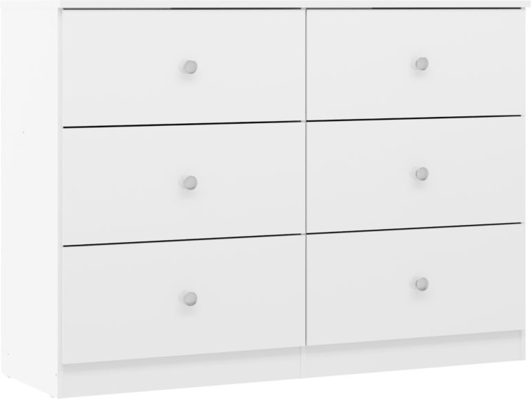 seconique Denver 6 Drawer Chest White Gloss