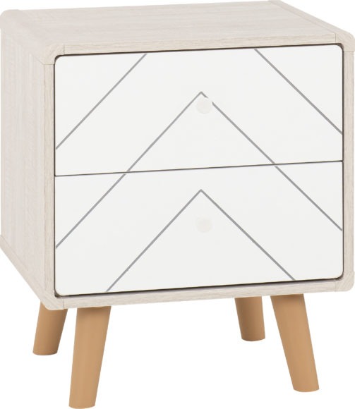Seconique Dixie 2 Drawer Bedside Dusty Grey/White