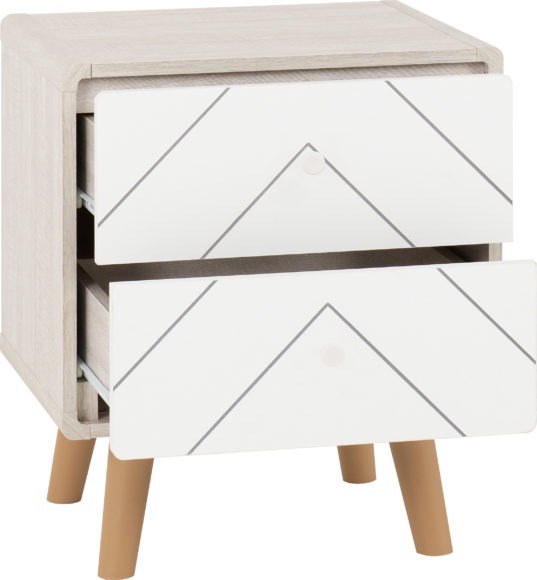 Seconique Dixie 2 Drawer Bedside Dusty Grey/White