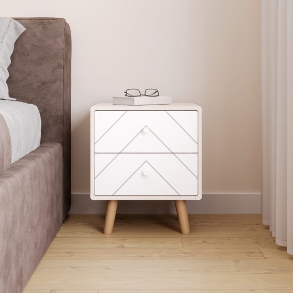 seconique Dixie 2 Drawer Bedside Dusty Grey/White