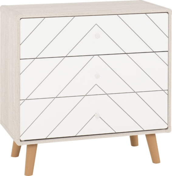 Seconique Dixie 3 Drawer Chest Dusty Grey/White