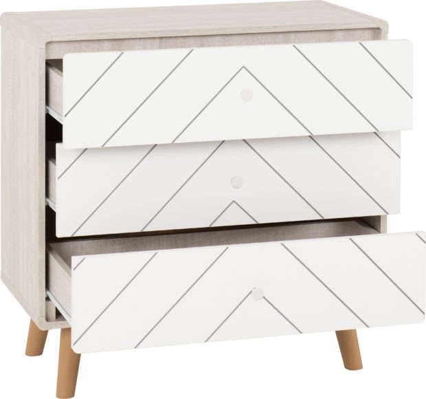 Seconique Dixie 3 Drawer Chest Dusty Grey/White