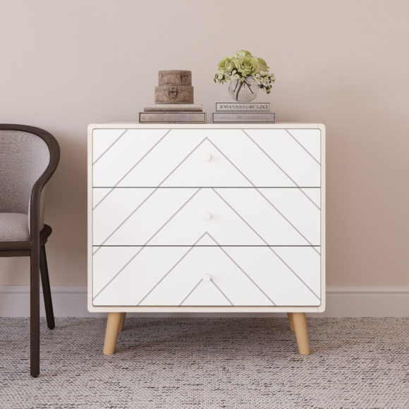 seconique Dixie 3 Drawer Chest Dusty Grey/White