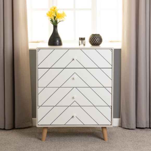 Seconique Dixie 4 Drawer Chest Dusty Grey/White