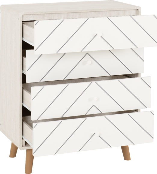 Seconique Dixie 4 Drawer Chest Dusty Grey/White
