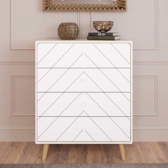 seconique Dixie 4 Drawer Chest Dusty Grey/White
