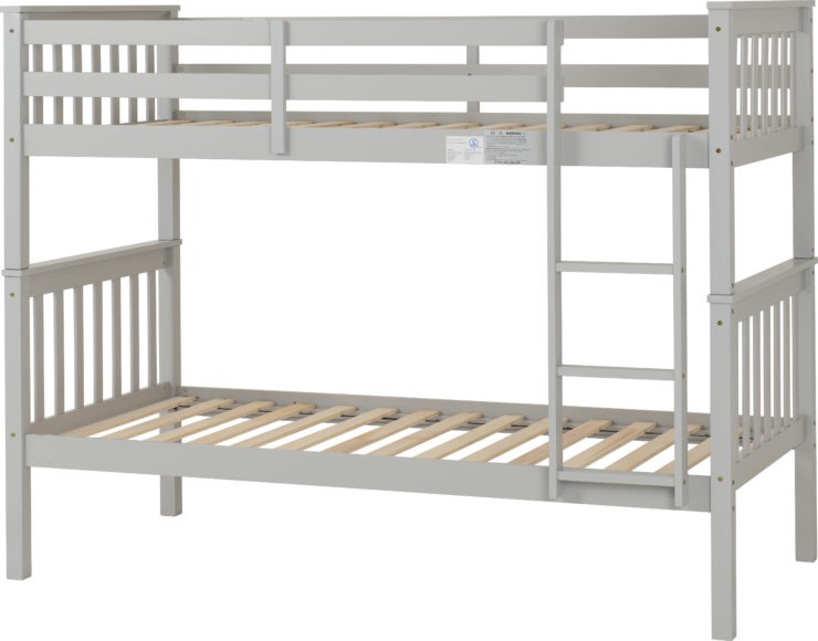 Seconique Erin 3' Bunk Bed Light Grey