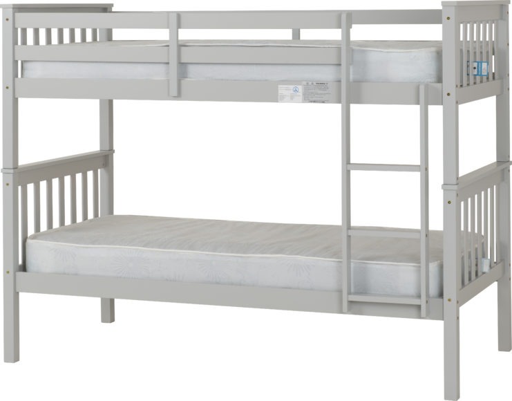 Seconique Erin 3' Bunk Bed Light Grey