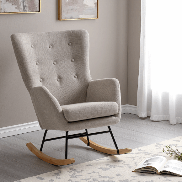 seconique Hayden Rocking Chair Beige Fabric