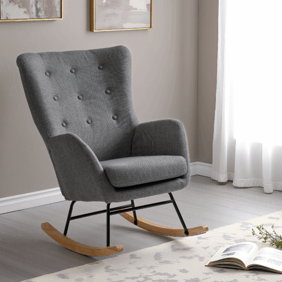 seconique Hayden Rocking Chair Dark Grey Fabric