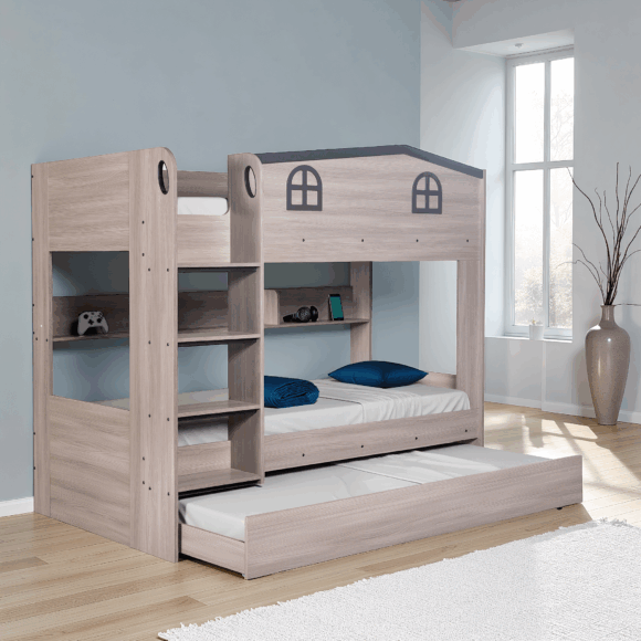 seconique Hector Bunk Bed & Trundle Set Ash Grey
