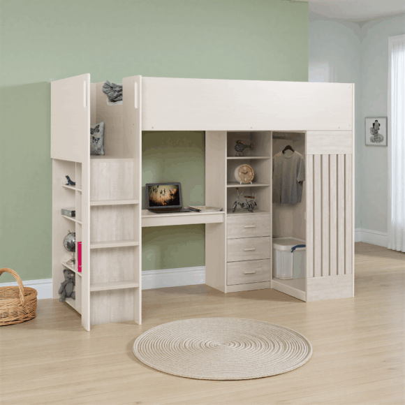 seconique Jupiter High Sleeper Bed White/Grey