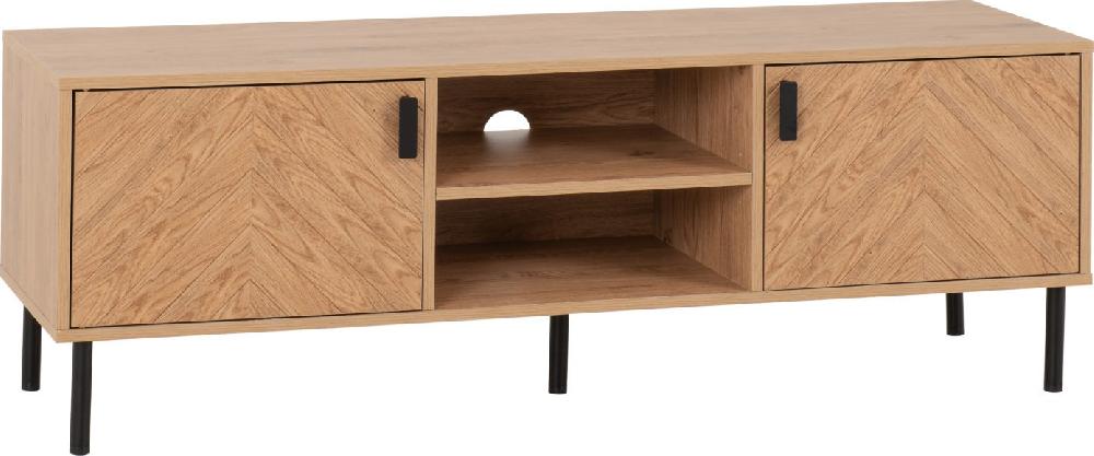 Seconique Leon 2 Door TV Unit Medium Oak Effect