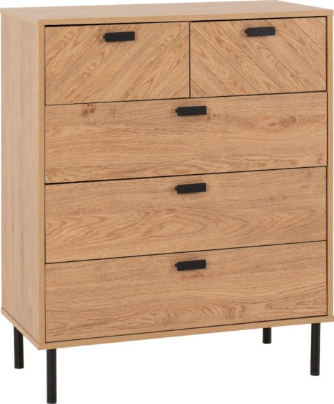 Seconique Leon 3+2 Drawer Chest Medium Oak Effect
