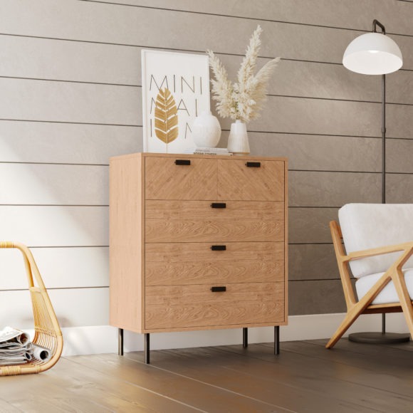 seconique Leon 3+2 Drawer Chest Medium Oak Effect