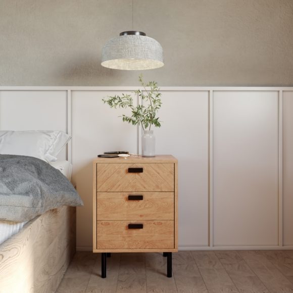 seconique Leon 3 Drawer Bedside Medium Oak Effect