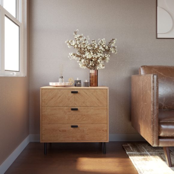 seconique Leon 3 Drawer Chest Medium Oak Effect