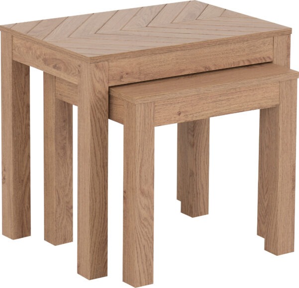 Seconique Leon Nest Of 2 Tables Medium Oak Effect