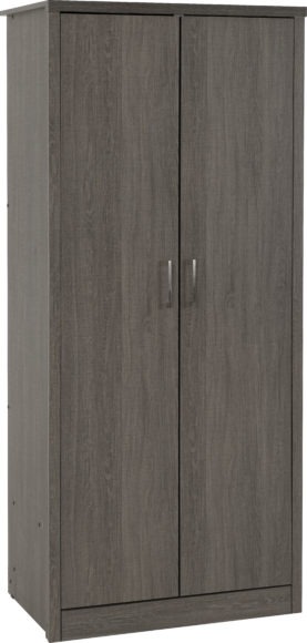 Seconique Lisbon 2 Door Wardrobe Black Wood Grain