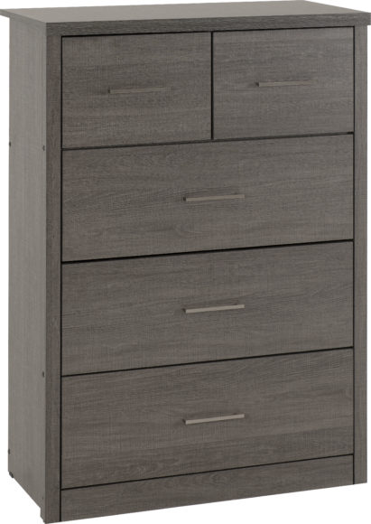 Seconique Lisbon 3+2 Drawer Chest Black Wood Grain