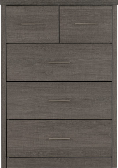 Seconique Lisbon 3+2 Drawer Chest Black Wood Grain