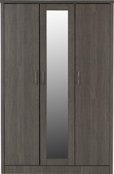Seconique Lisbon 3 Door Wardrobe Black Wood Grain