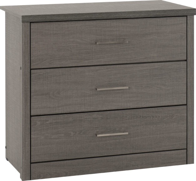 Seconique Lisbon 3 Drawer Chest Black Wood Grain