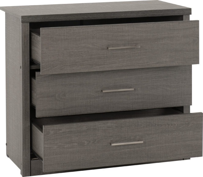 Seconique Lisbon 3 Drawer Chest Black Wood Grain