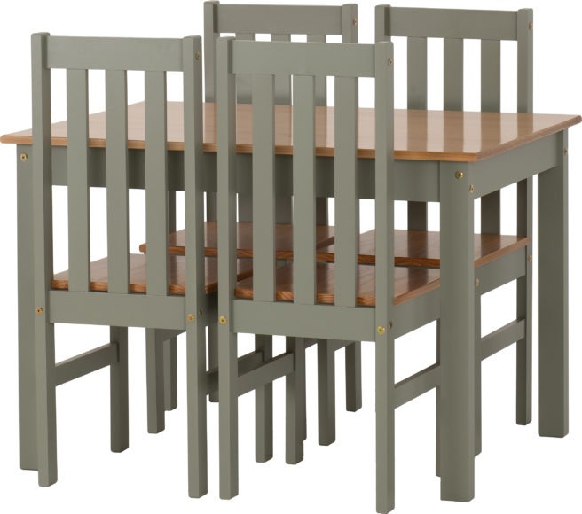 Seconique Ludlow 1+4 Dining Set Green/Oak Lacquer