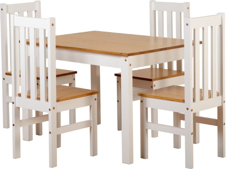 Seconique Ludlow 1+4 Dining Set White/Oak Lacquer