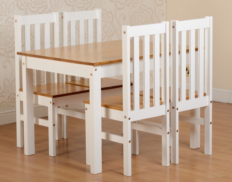 Seconique Ludlow 1+4 Dining Set White/Oak Lacquer