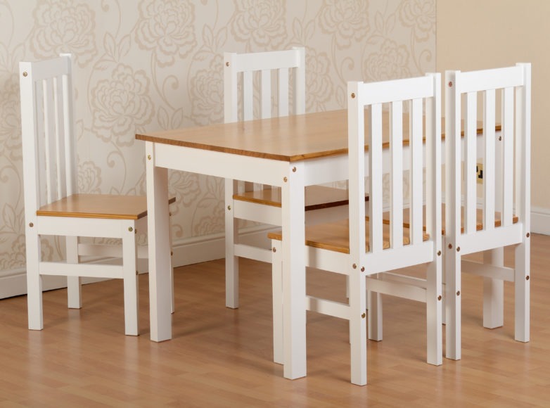 Seconique Ludlow 1+4 Dining Set White/Oak Lacquer