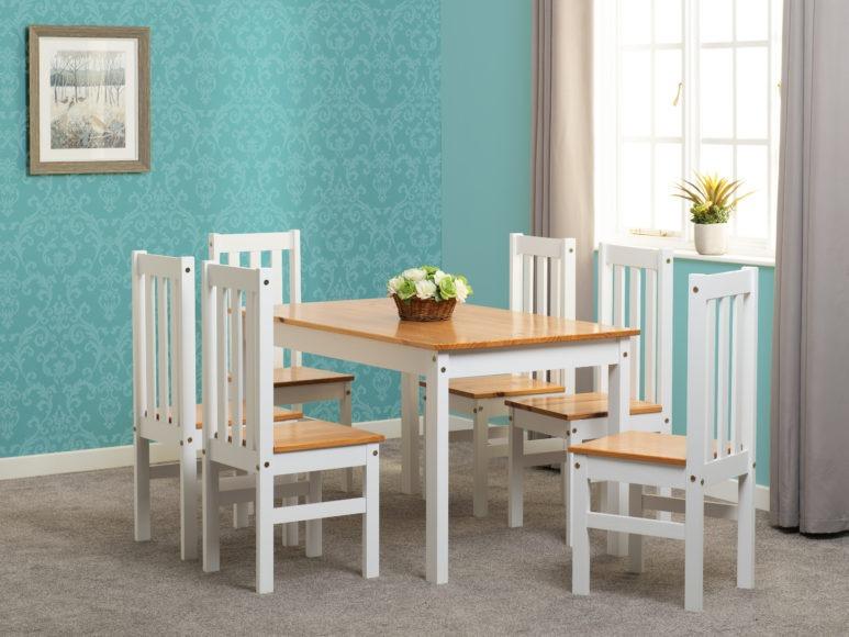 Seconique Ludlow 1+6 Dining Set White/Oak Lacquer