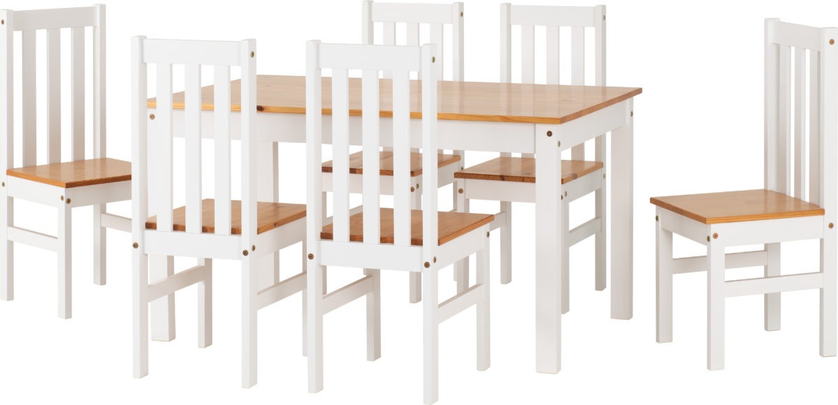 Seconique Ludlow 1+6 Dining Set White/Oak Lacquer