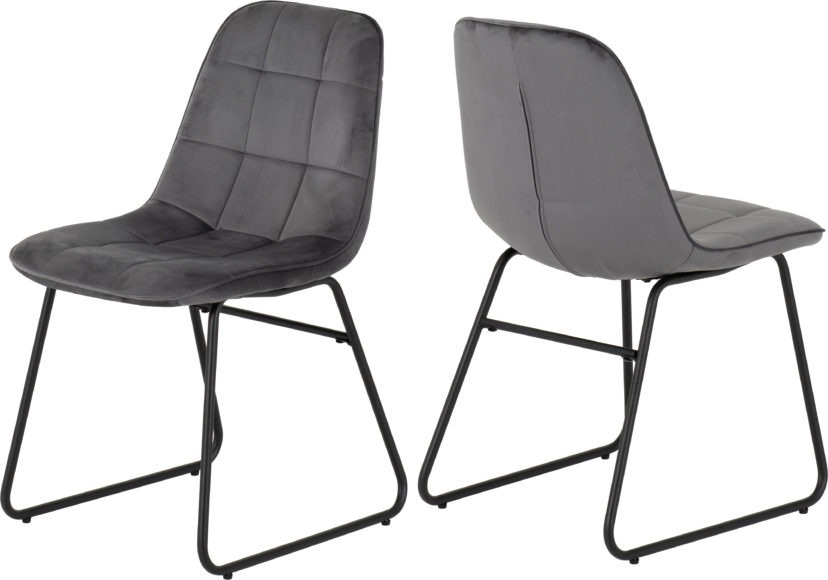 Seconique Lukas Chair (Box Of 2) Grey Velvet