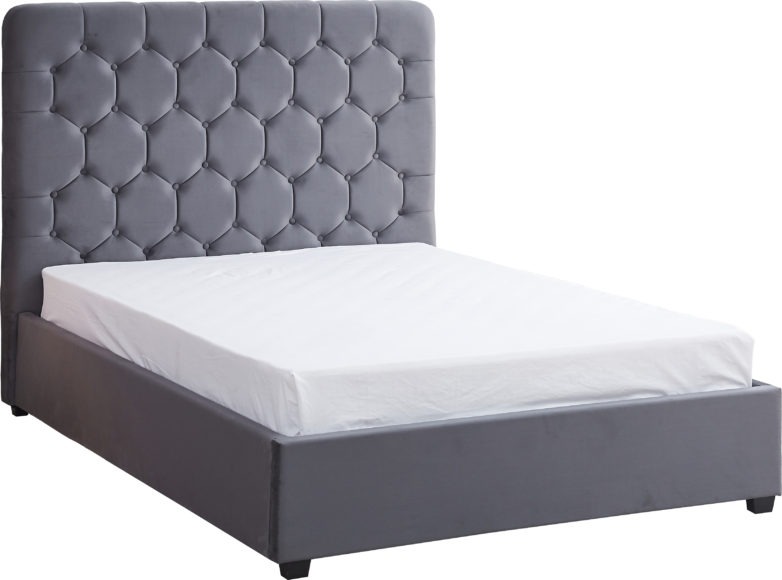 Seconique Madison 4'6" Bed Grey Velvet Fabric