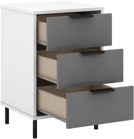 Seconique Madrid 3 Drawer Bedside Grey/White Gloss