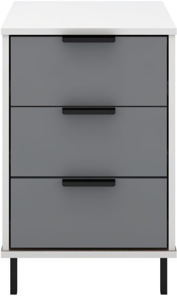 Seconique Madrid 3 Drawer Bedside Grey/White Gloss