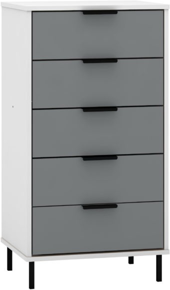 Seconique Madrid 5 Drawer Chest Grey/White Gloss