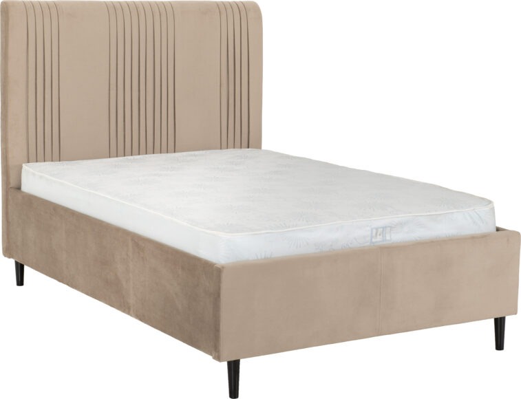 Seconique Maine 5' Bed Taupe Velvet Fabric