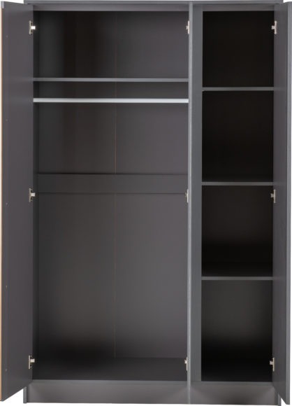 Seconique Malvern 3 Door Wardrobe Bedroom Set Grey