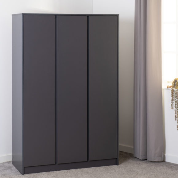 Seconique Malvern 3 Door Wardrobe Grey