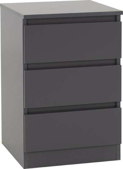 Seconique Malvern 3 Drawer Bedside Grey