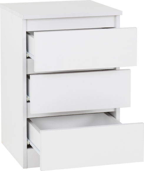 Seconique Malvern 3 Drawer Bedside (PAIR) White