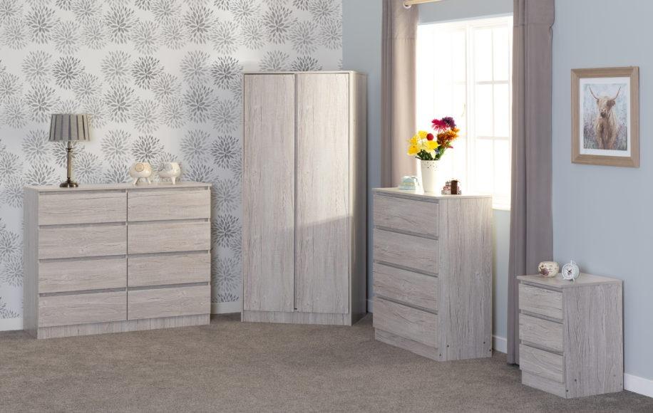 Seconique Malvern 3 Drawer Bedside Urban Snow